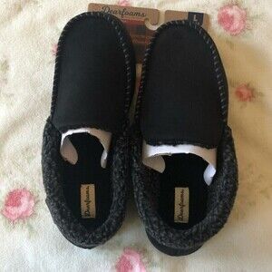 Men’s Dearfoams No Sweat Memory Foam Slippers Size L Black